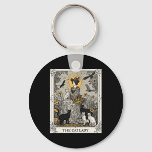 Die Cat Lady Tarot Card Vintag Gothic Women Cat Schlüsselanhänger