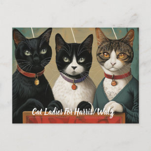 Die Cat Ladys wählen Harris/Walz Postkarte