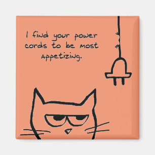 Die Cat Lieben Power Cords - Funny Cat Magnet