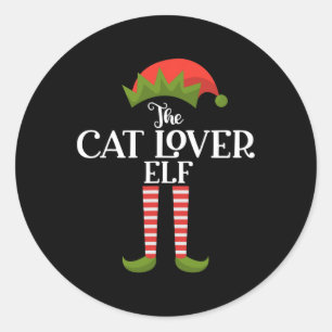 Die Cat Lover Elf Xmas Funny Family Matching Group Runder Aufkleber