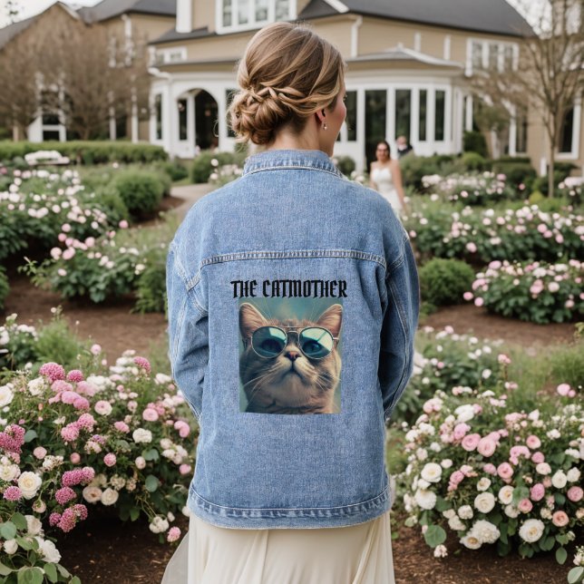 Die CAT MUTTER Katzenmutter Denim Jean Jacket Jeansjacke (Hochzeit Rückseite)