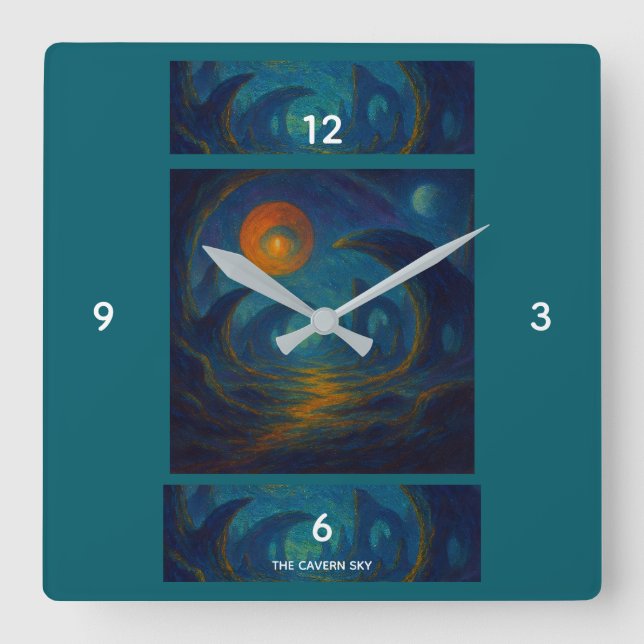 Die Cavern Sky - Drei Cavern Quadratische Wanduhr (Vorderseite)