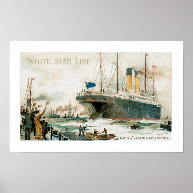 Die Cedric der White Star Line Verlasse Liverpool Poster (Vorne)