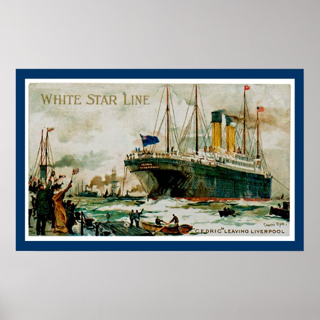 Die Cedric der White Star Line Verlasse Liverpool Poster (Vorne)