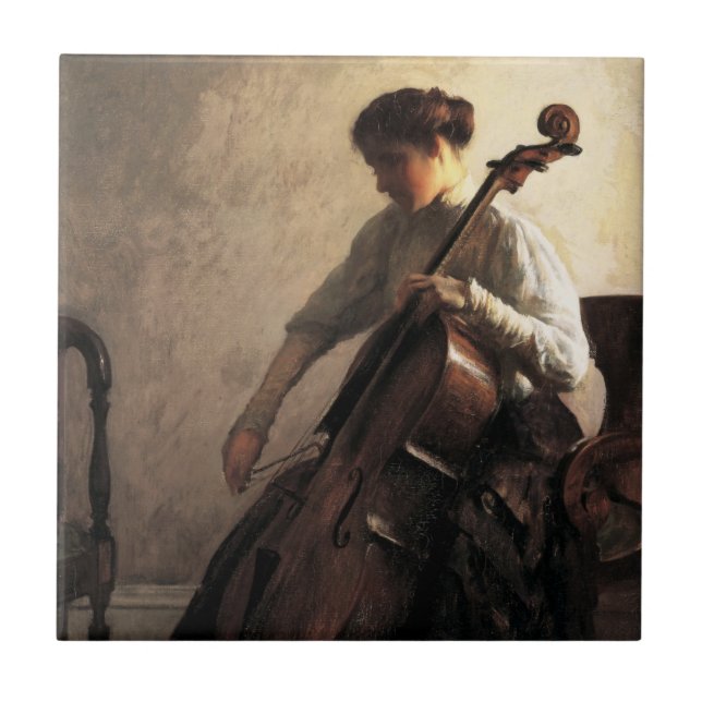 Die Cellist (von Joseph DeCamp) Fliese (Vorderseite)