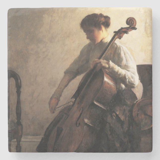 Die Cellist (von Joseph DeCamp) Steinuntersetzer (Vorderseite)