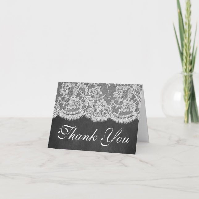 Die Chalkboard & Lace Wedding Collection Dankeskarte (Vorderseite)