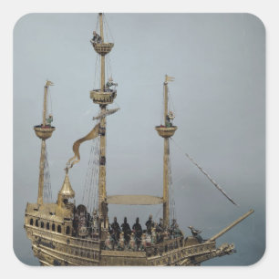 Die Charles V-Uhr Quadratischer Aufkleber