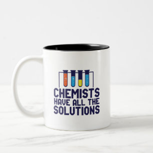Die Chemiker haben alle Lösungen, die sich durch Zweifarbige Tasse
