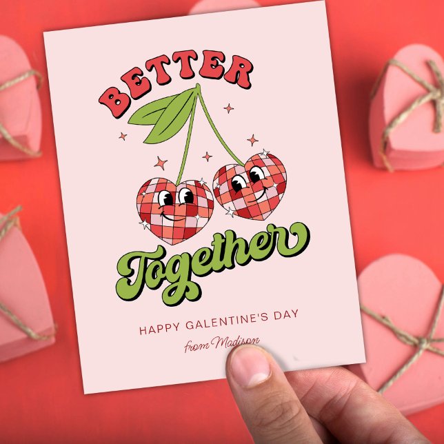 Die Cherry des Valentins im Disco Ball Postkarte (Von Creator hochgeladen)