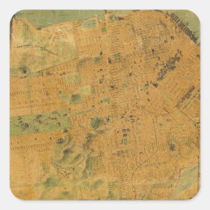 Die Chevalier-Karte von San Francisco Quadratischer Aufkleber