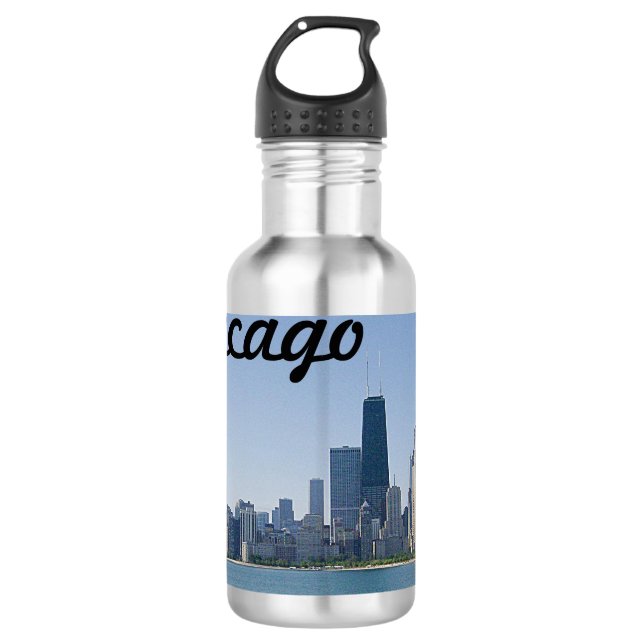 Die Chicago-Skyline Edelstahlflasche (Vorderseite)