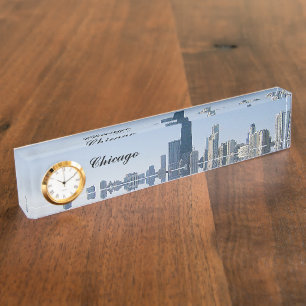 Die Chicago-Skyline Namensplakette