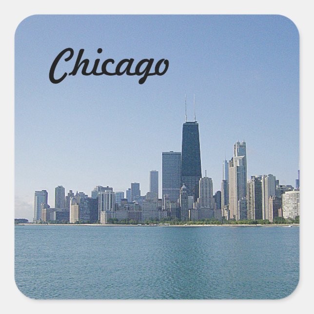 Die Chicago-Skyline Quadratischer Aufkleber (Vorderseite)