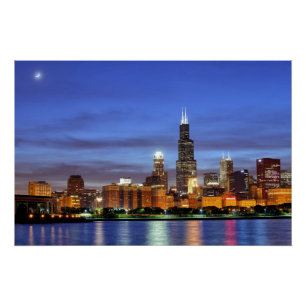 Die Chicago-Skyline vom Adler Planetarium Poster