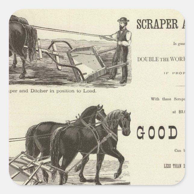 Die Chicagoer Scraper und Ditcher Quadratischer Aufkleber (Vorderseite)