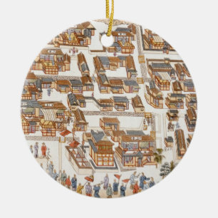 Die chinesische Fabrik in der Straße von Teng-Chan Keramikornament