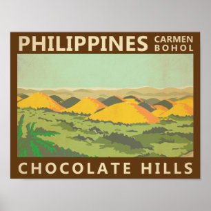 Die Chocolate Hills Philippinen Vintag Poster
