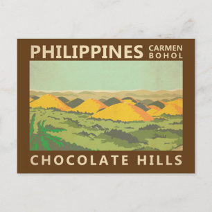Die Chocolate Hills Philippinen Vintage Postkarte
