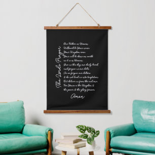 Die Christliche Holzrolle des Herrn im Gebet Wandteppich Mit Holzrahmen