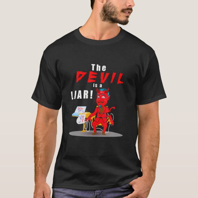 Die Christliche, lustige Bibel verrät den Teufel i T-Shirt (Vorderseite)