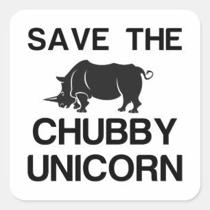 DIE CHUBBY UNICORN RHINO gerettet Quadratischer Aufkleber