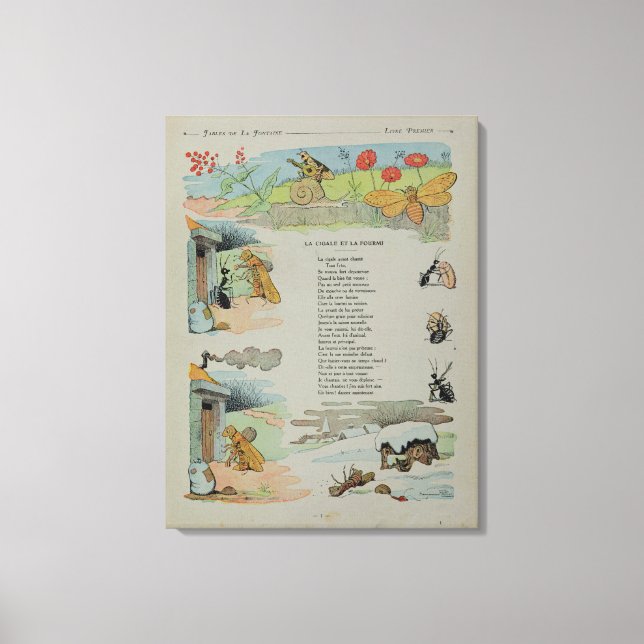 Die Cicada und die Ameise aus den Fabeln Leinwanddruck (Vorderseite)