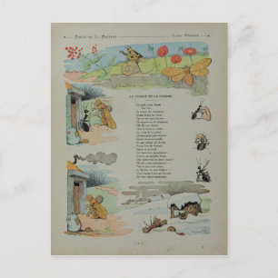 Die Cicada und die Ameise aus den Fabeln Postkarte
