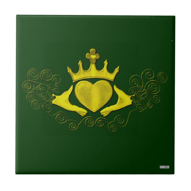 Die Claddagh (Gold) Fliese (Vorderseite)