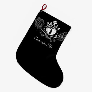 Die Claddagh (weiß) Großer Weihnachtsstrumpf