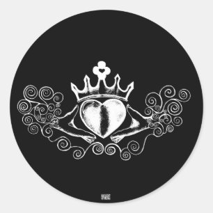 Die Claddagh (weiß) Runder Aufkleber
