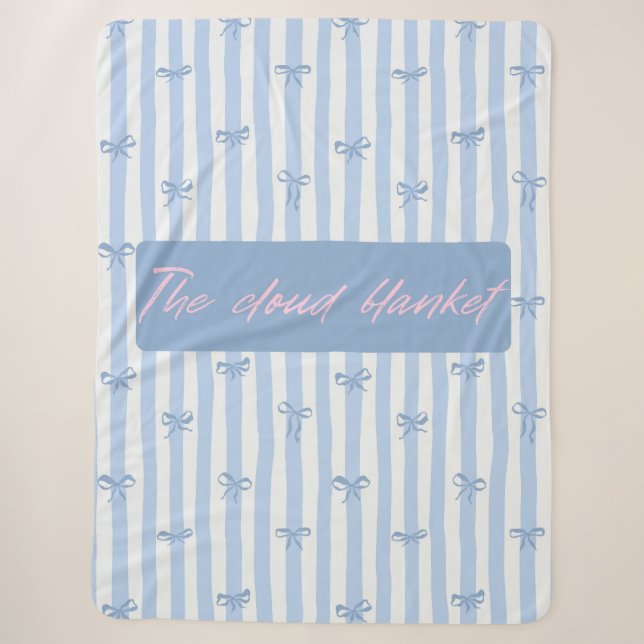 Die Cloud Blanket Blue Bows Fleece Decke Sherpadecke (Vorderseite)