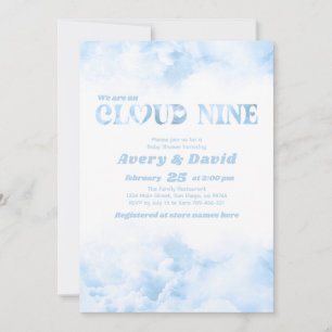 Die Cloud Nine Fluffy Cloud Baby Boy Showdusche Einladung