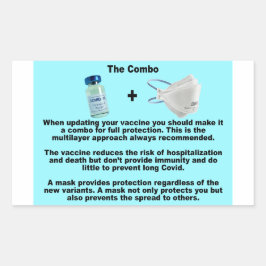 Die Combo- Vax- und Maskenpapieraufkleber Rechteckiger Aufkleber