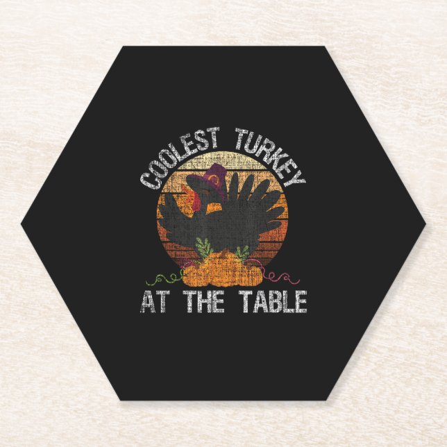 Die coole Türkei am Tisch Retro Erntedank Fal Untersetzer (Vorderseite)