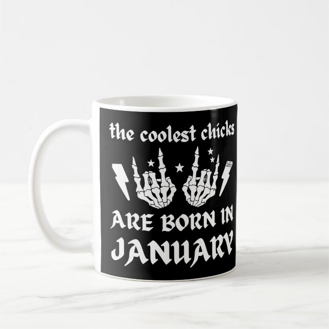 DIE COOLEN SCHICKEN SIND GEBOREN AM JANUAR KAFFEETASSE (Links)