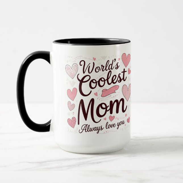 Die Coolste Mama der Welt - rosa Herzdesign Tasse (Links)