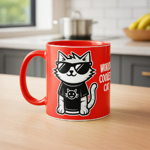Die Coolstste Katze der Welt mit Sonnenbrille Rot Tasse