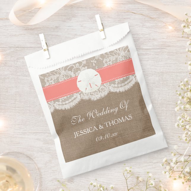 Die Coral Sand Dollar Beach Wedding Collection Geschenktütchen (Ausgeschnitten)