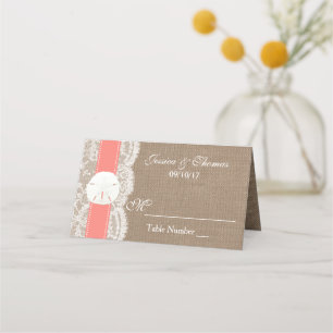 Die Coral Sand Dollar Beach Wedding Collection Platzkarte