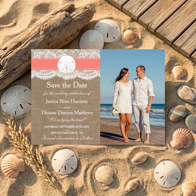 Die Coral Sand Dollar Beach Wedding Collection Save The Date (Von Creator hochgeladen)