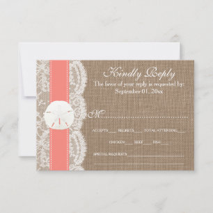 Die Coral Sand Dollar Wedding Collection UAWG RSVP Karte