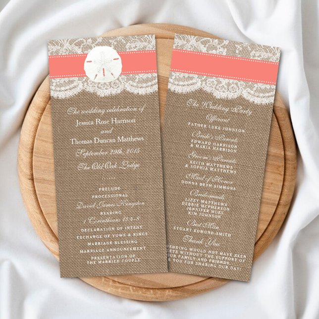Die Coral Sand Dollar Wedding Programme (Von Creator hochgeladen)