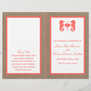 Die Coral Seepferd Burlap Beach Wedding Collection