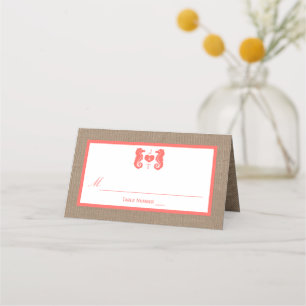 Die Coral Seepferd Burlap Beach Wedding Collection Platzkarte
