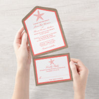 Die Coral Starfish Burlap Beach Wedding Collection