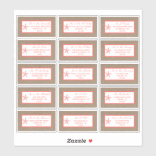 Die Coral Starfish Burlap Beach Wedding Collection Aufkleber
