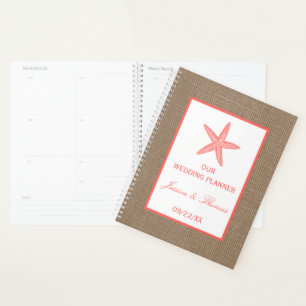 Die Coral Starfish Burlap Beach Wedding Collection Planer