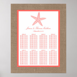 Die Coral Starfish Burlap Beach Wedding Collection Poster