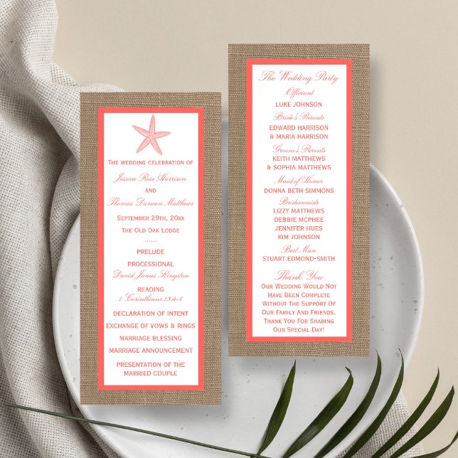 Die Coral Starfish Burlap Beach Wedding Collection Programm (Von Creator hochgeladen)
